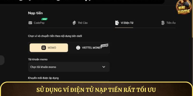 Sử dụng ví điện tử nạp tiền rất tối ưu